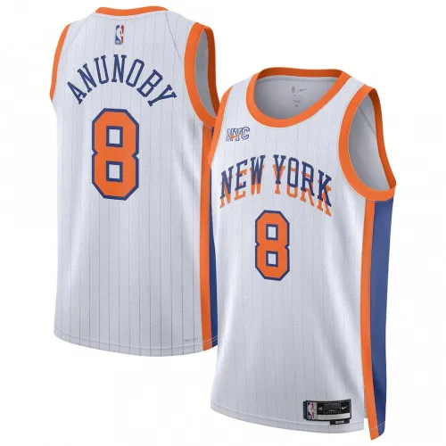 Camisa de jogador Swingman OG Anunoby dos New York Knicks da Nike, branca, 2024/25 – Edição City
