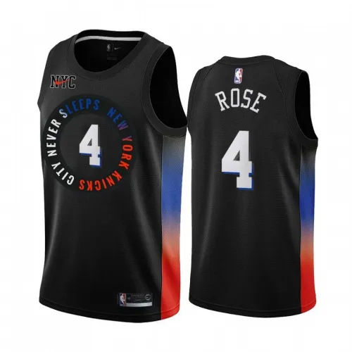 Maillot Swingman Nike noir Derrick Rose #4 des New York Knicks pour homme, saison 2020-2021 – Édition City