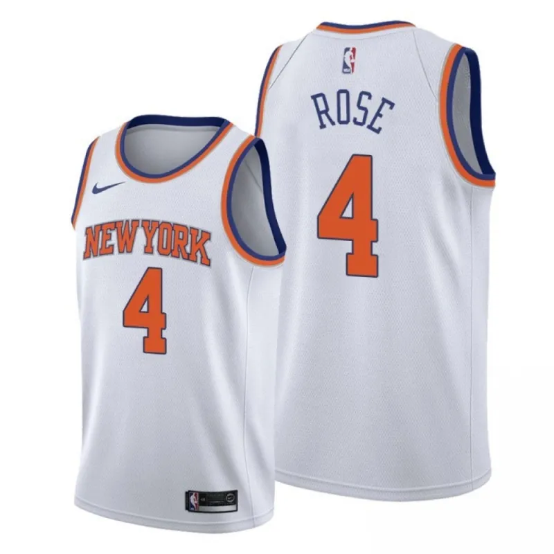 Men’s New York Knicks Derrick Rose #4 Nike White 2020/21 Swingman Jersey – Association Edition
