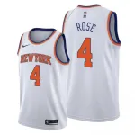 Maglia Swingman da uomo dei New York Knicks Derrick Rose #4 Nike bianca 2020/21 - Edizione Association