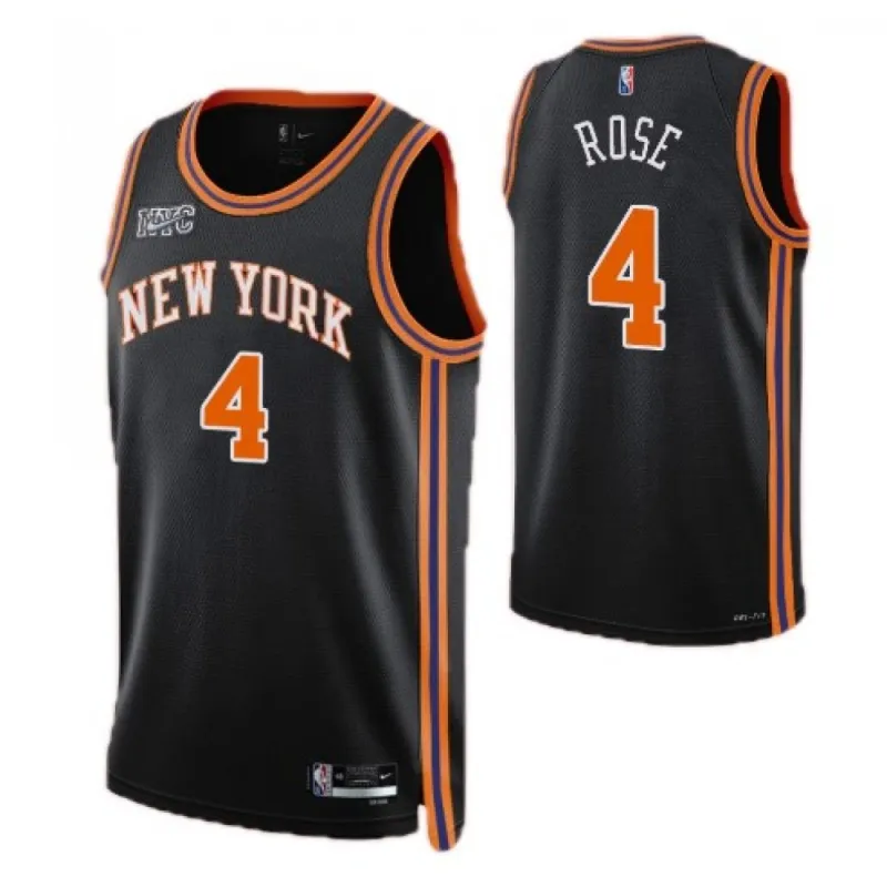 Men’s New York Knicks Derrick Rose #4 Nike Black 2021/22 Swingman NBA Jersey – City Edition