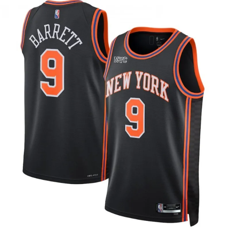 Men’s New York Knicks RJ Barrett #9 Nike Black 2021/22 Swingman NBA Jersey – City Edition