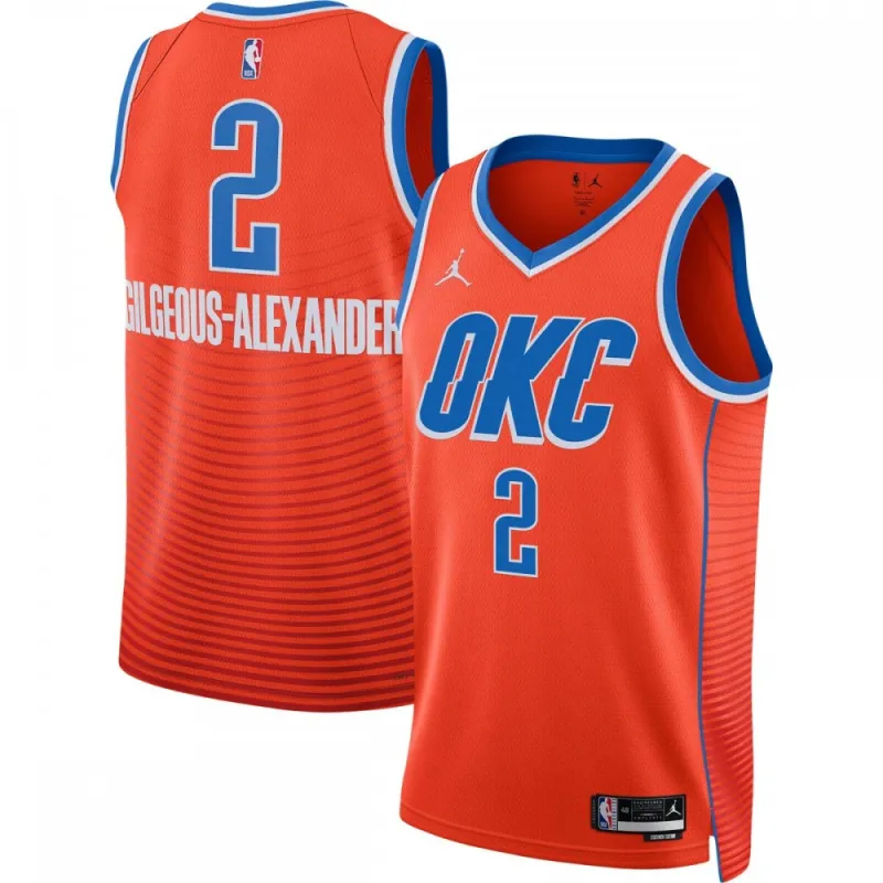 Shai Gilgeous-Alexander Oklahoma City Thunder Jordan Brand 2022/23 Statement Edition Swingman Jersey – Orange