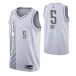 Camisa Swingman da NBA do Oklahoma City Thunder para homem, Luguentz Dort #5, Nike, branca, 2021/22 - Edição City