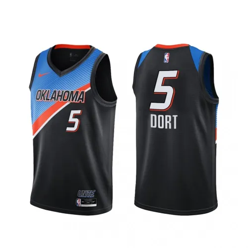 Nike Swingman-shirt voor heren van de Oklahoma City Thunder met Luguentz Dort, model #5, zwart – City Edition