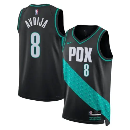 Camisa Swingman unissexo Nike de Deni Avdija dos Portland Trail Blazers, época 2022/23 – Edição City – Preta