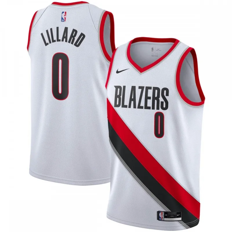 Maillot de joueur Swingman Nike 2020/21 de Damian Lillard (Portland Trail Blazers) – Édition Association – Blanc