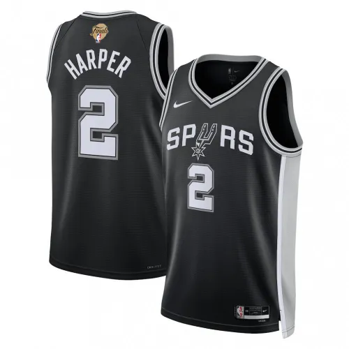 Dylan Harper San Antonio Spurs Nike Black Unisex 2026 NBA Finals Patch Swingman Player Jersey - Icon Edition