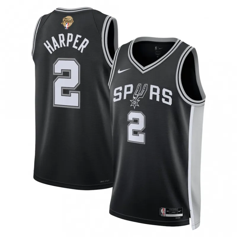 Dylan Harper San Antonio Spurs Nike Black Unisex 2026 NBA Finals Patch Swingman Player Jersey – Icon Edition