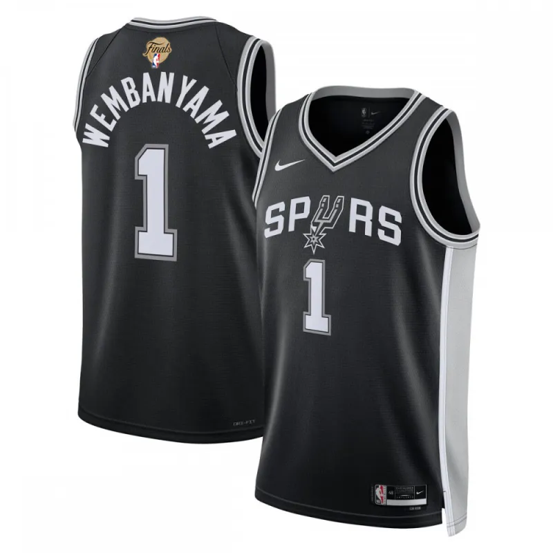Victor Wembanyama San Antonio Spurs Nike Black Unisex 2026 NBA Finals Patch Swingman Player Jersey – Icon Edition