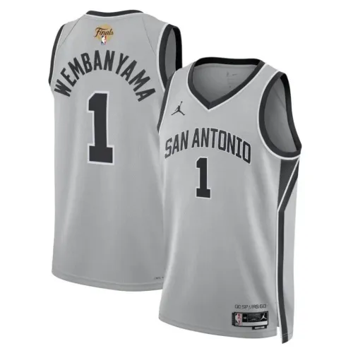 Victor Wembanyama San Antonio Spurs Jordan Brand zilveren unisex Swingman-shirt met NBA Finals-patch 2026 – Statement Edition