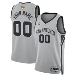 San Antonio Spurs Jordan Brand Silver Unisex 2026 NBA Finals Patch Swingman Custom Jersey - Statement Edition - product photo San Antonio Spurs Jordan Brand Silver Unisex 2026 NBA Finals Patch Swingman Custom Jersey - Statement Edition