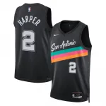 Camiseta Swingman unisex de Dylan Harper de los San Antonio Spurs de Nike, temporada 2025/26 - Negra - Edición City