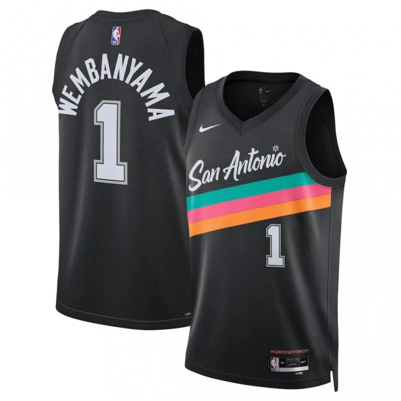 Victor Wembanyama San Antonio Spurs Nike unisex 2025/26 Swingman-shirt – Zwart – City Edition