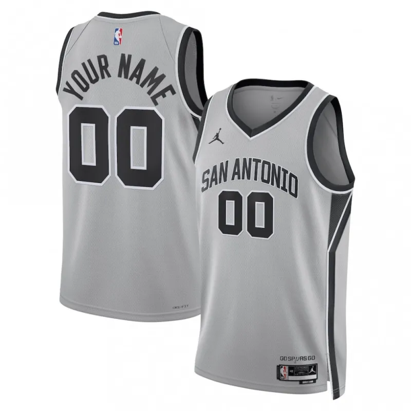 San Antonio Spurs Jordan Brand Unisex Swingman Custom Jersey – Statement Edition – Silver