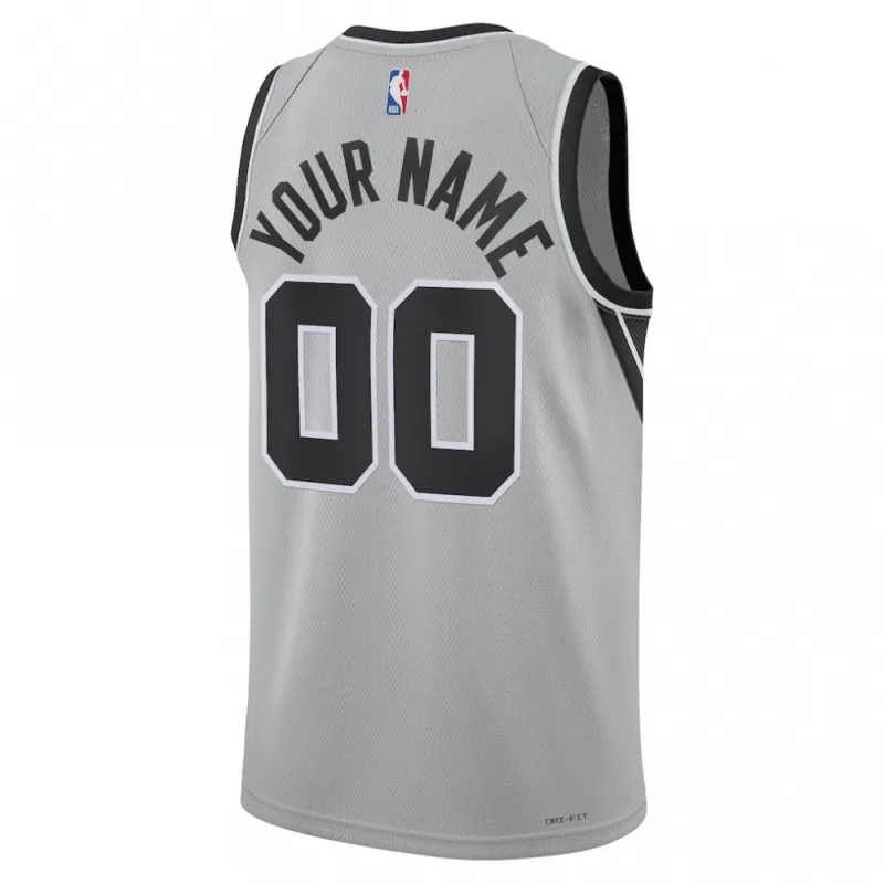 San Antonio Spurs Jordan Brand Unisex Swingman Custom Jersey – Statement Edition – Silver