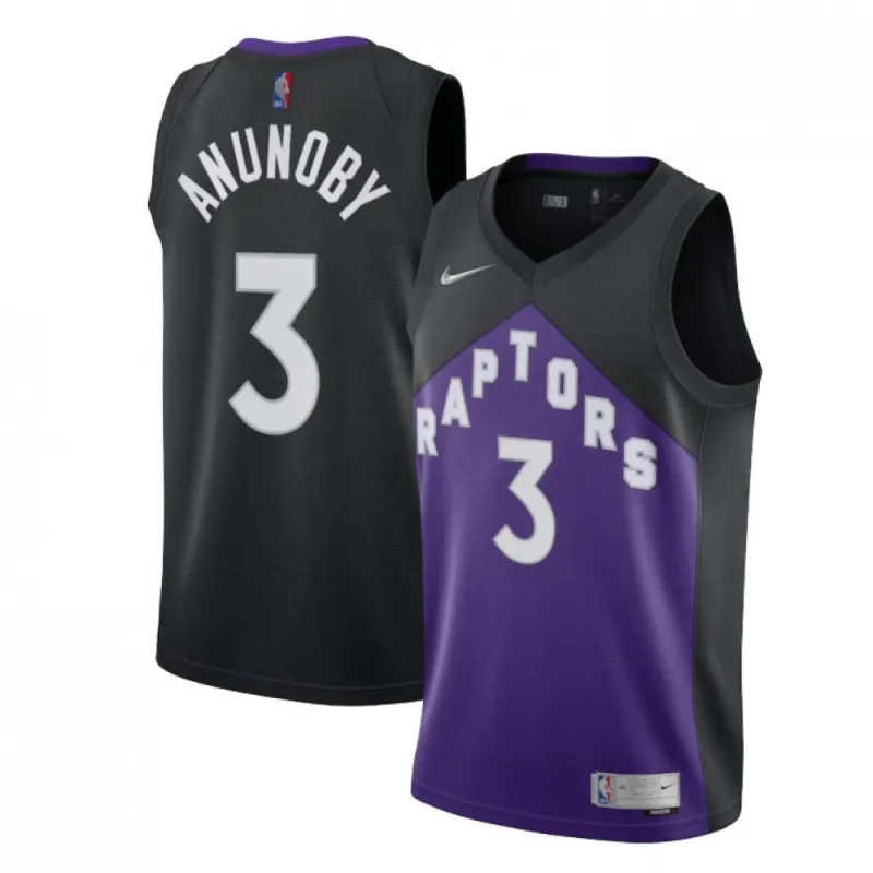 Men’s Toronto Raptors OG Anunoby #3 Nike Black&Purple 2021 Swingman Jersey – Earned Edition