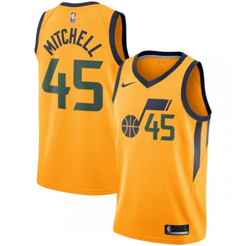 Camisa Swingman Nike réplica de Donovan Mitchell dos Utah Jazz – Edição Statement – Dourada