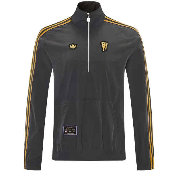 2026 Manchester United Windbreaker Jacket Gray - A-Grade Quality Detail View