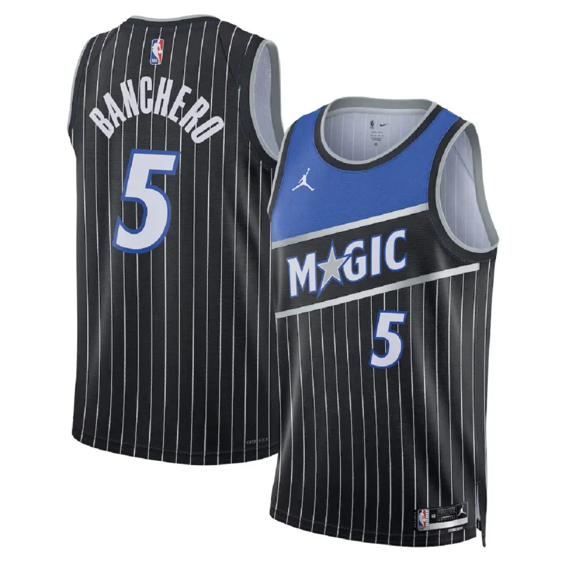 Maillot Swingman unisexe Orlando Magic Paolo Banchero #5 noir – Édition « Statement »