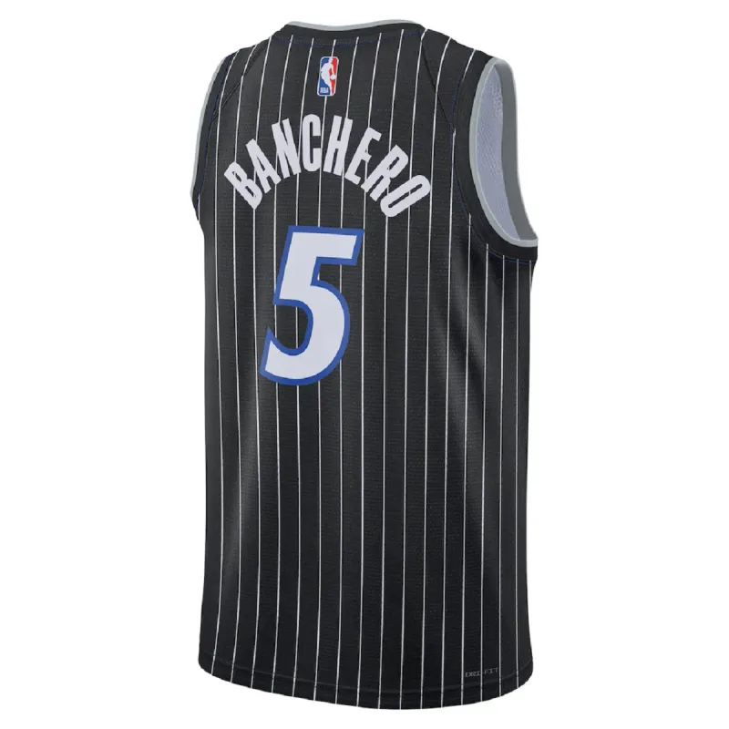 Maillot Swingman unisexe Orlando Magic Paolo Banchero #5 noir – Édition « Statement »
