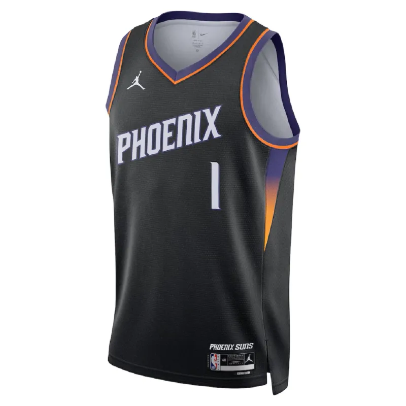 Unisex Phoenix Suns Devin Booker #1 Black Swingman Jersey – Statement Edition