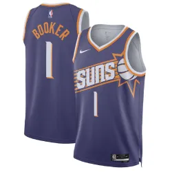 Unisex Phoenix Suns Devin Booker #1 Purple Swingman Jersey 2025/ - Icon Edition - product photo Unisex Phoenix Suns Devin Booker #1 paars Swingman-shirt 2025/ - Icon Edition