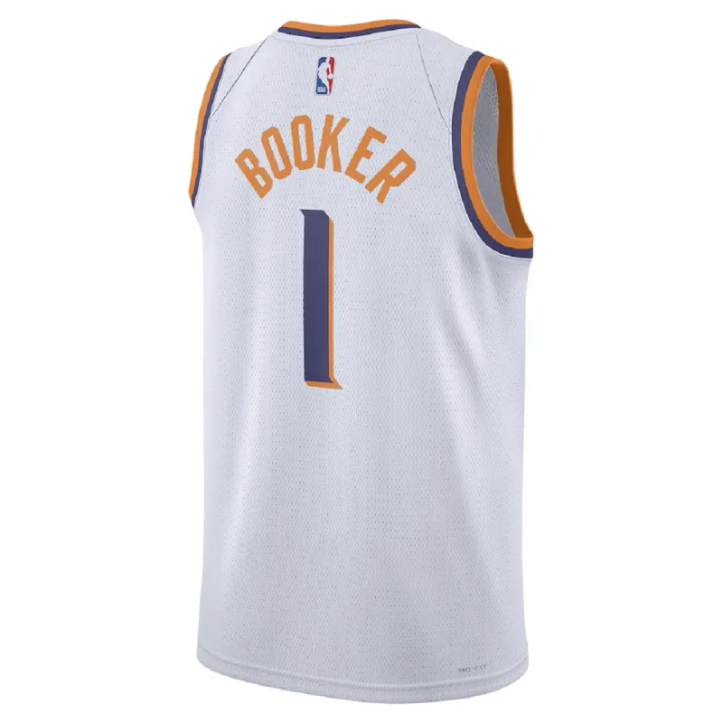 Unisex Phoenix Suns Devin Booker #1 White Swingman Jersey – Association Edition