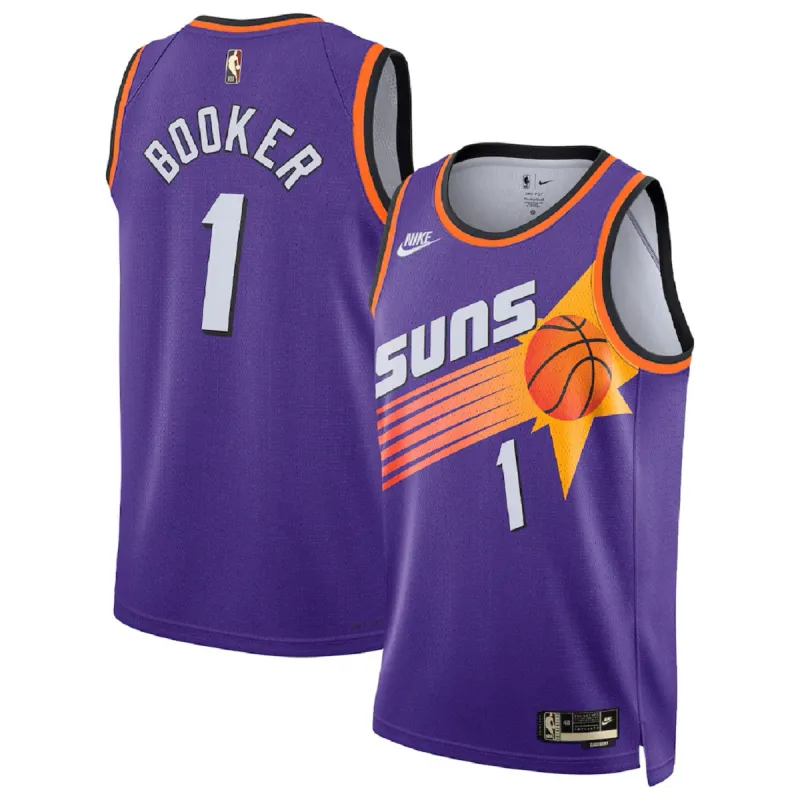 Unisex Phoenix Suns Devin Booker #1 Purple Swingman Jersey – Classic Edition