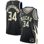 Camisola Swingman unissexo dos Milwaukee Bucks, Giannis Antetokounmpo, #34, preta – Edição Statement Unisex Milwaukee Bucks Giannis Antetokounmpo #34 Black Swingman Jersey – Statement Edition