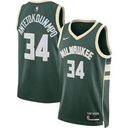 Unisex Milwaukee Bucks Giannis Antetokounmpo #34 Hunter Green Swingman Jersey - Icon Edition - product photo Unisex-Swingman-Trikot der Milwaukee Bucks mit Giannis Antetokounmpo, Modell #34, in Jägergrün – Icon Edition
