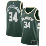 Camisola Swingman unissexo dos Milwaukee Bucks, Giannis Antetokounmpo, modelo #34, cor verde caçador - Edição Icon Unisex Milwaukee Bucks Giannis Antetokounmpo #34 Hunter Green Swingman Jersey – Icon Edition