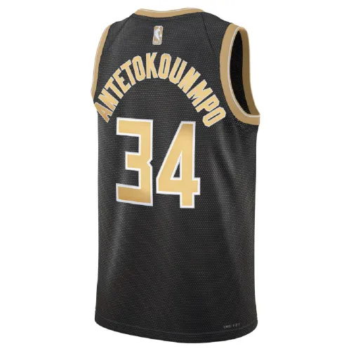 Camiseta Swingman unisex de los Milwaukee Bucks de Giannis Antetokounmpo, modelo #34, negra, de la serie Select