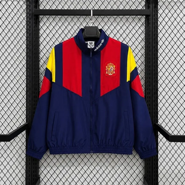2026 Spain World Cup Windbreaker Jacket Navy Red - A-Grade Quality Detail View