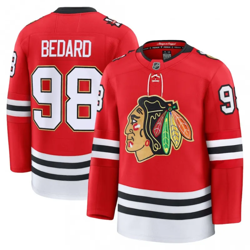 Connor Bedard Chicago Blackhawks Centennial Premium Player Jersey – Red