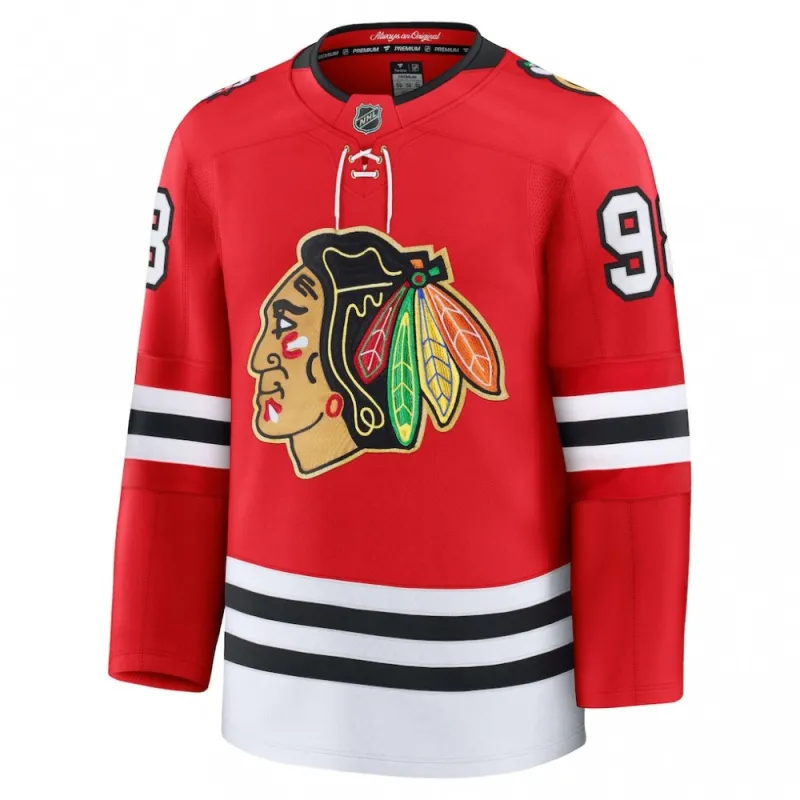 Connor Bedard Chicago Blackhawks Centennial Premium Player Jersey – Red