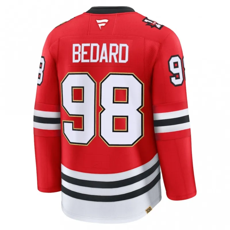 Connor Bedard Chicago Blackhawks Centennial Premium Player Jersey – Red