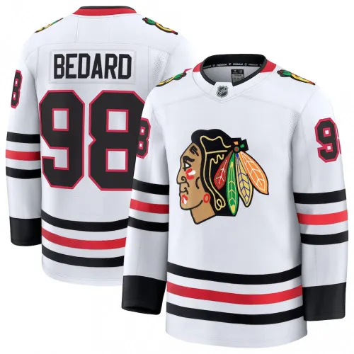 Connor Bedard Chicago Blackhawks Premium-Auswärtstrikot – Weiß