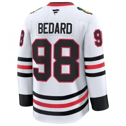 Connor Bedard Chicago Blackhawks Premium-Auswärtstrikot – Weiß