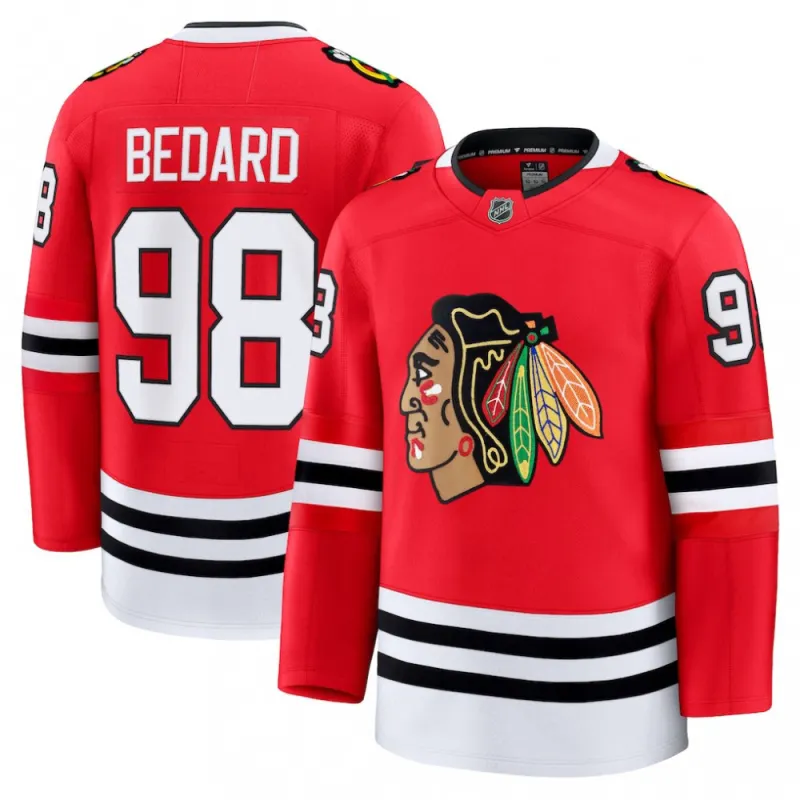 Connor Bedard Chicago Blackhawks Home Premium Jersey – Red