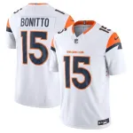 Camisa de jogo Nik Bonitto dos Denver Broncos da coleção Nike Mile High, modelo Vapor F.U.S.E., edição limitada - Branca