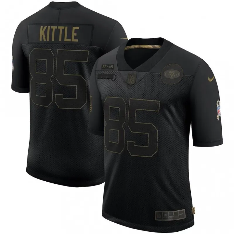Maglia Nike nera in edizione limitata "Salute To Service" di George Kittle dei San Francisco 49ers