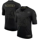 Camisa Nike preta de Christian McCaffrey dos San Francisco 49ers, edição limitada «Salute To Service»
