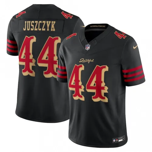 Camisa limitada da coleção «Rivalries» 2025 da Nike de Kyle Juszczyk, dos San Francisco 49ers – Preta