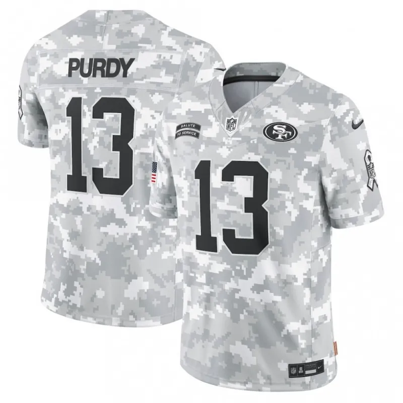 Brock Purdy San Francisco 49ers Nike 2024 Salute to Service Limited Jersey – Arctic Camo
