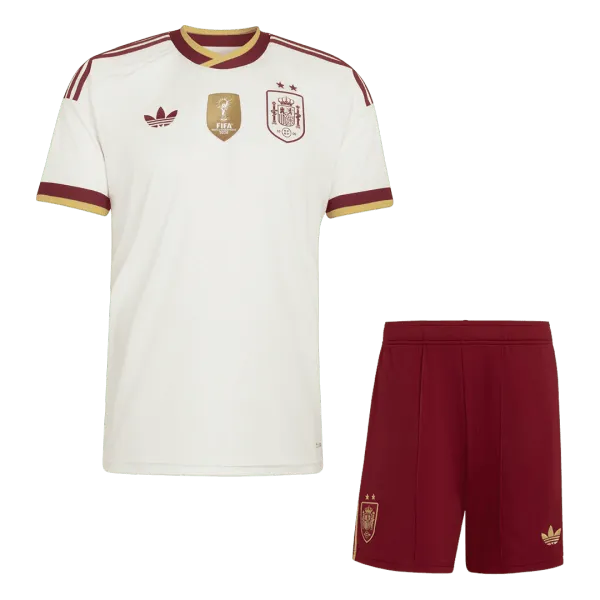 World Cup 2026 Two Stars Spain Champion Away Kids Kit - A-Grade Quality Detail View