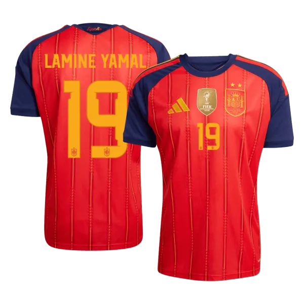 2026 Spain Lamine Yamal #19 Champion Edition Home Jersey - A-Grade Quality Detail View