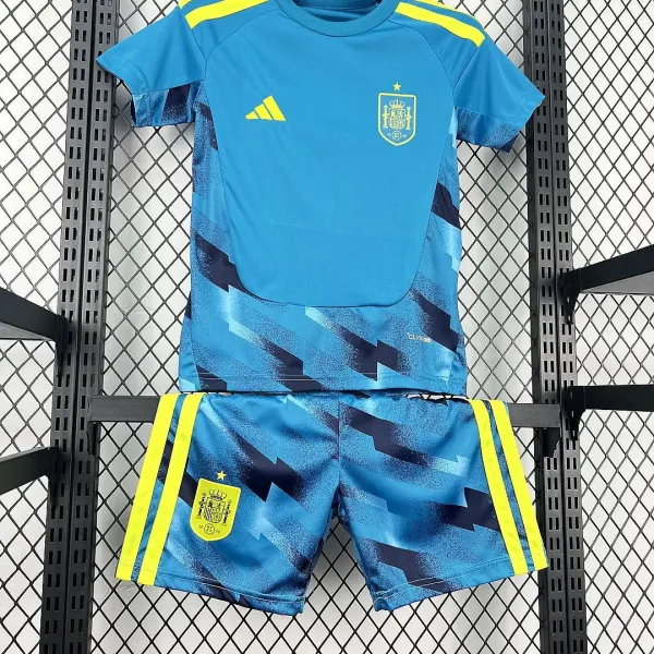 2026 Spain World Cup Blue Goalkeeper Kids Kit - A-Grade Quality Detail View