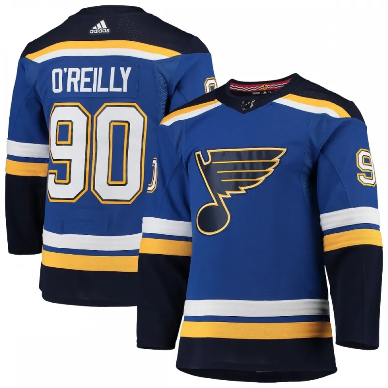 Camisa de jogador autêntica adidas de casa do Ryan O’Reilly dos St. Louis Blues – Azul