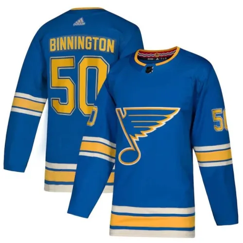 Men's St. Louis Blues Jordan Binnington #50 adidas Light Blue Alternate Authentic Jersey